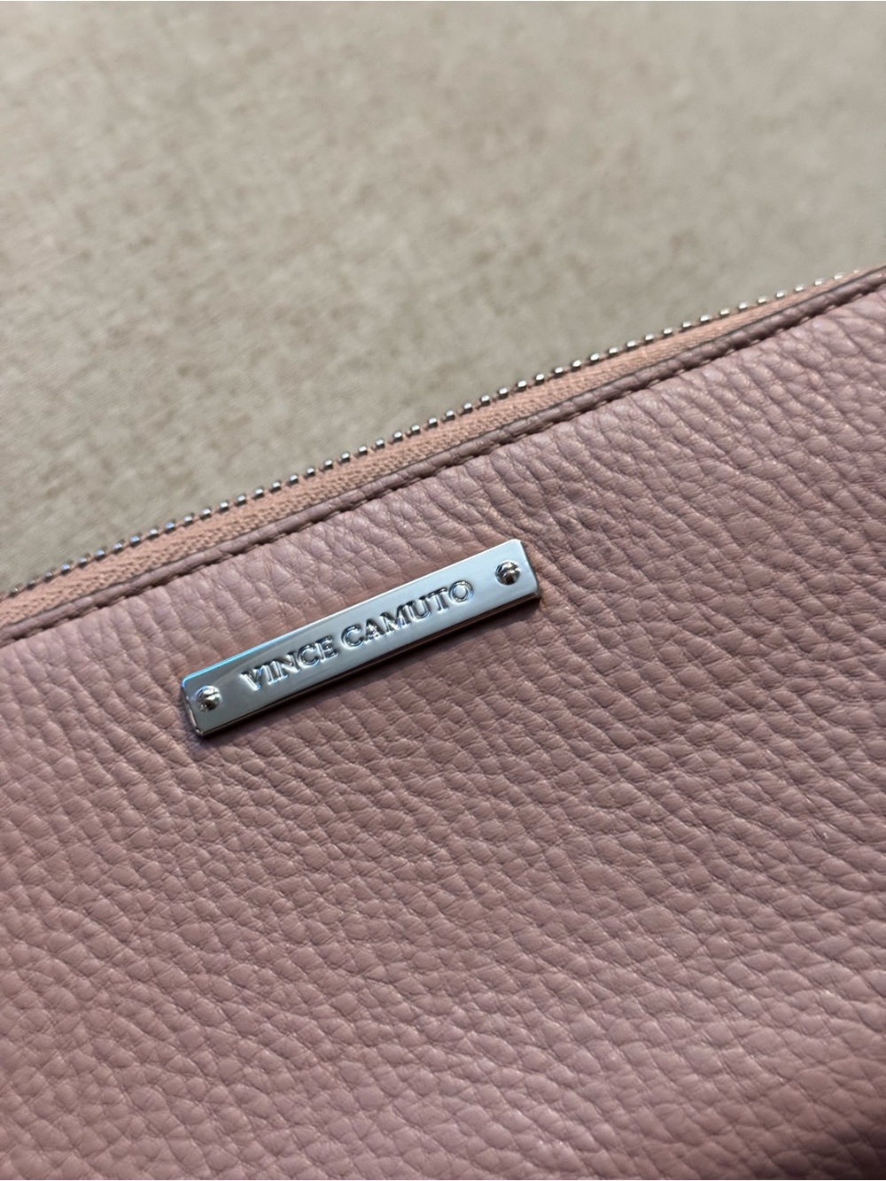 Vince Camuto Dusty Rose Pebbled Leather Cosmetic Pouch